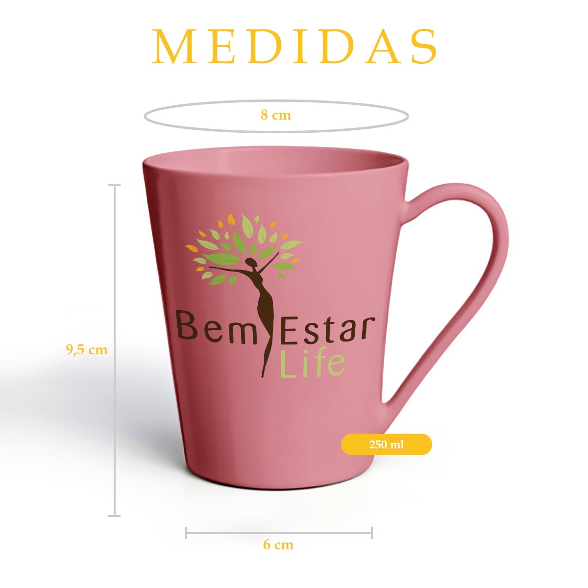 XICARA COR ROSA 250 ML - BEM ESTAR LIFE