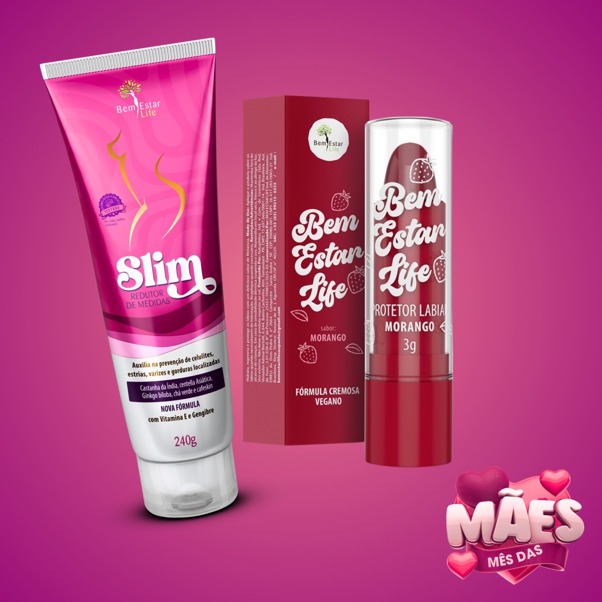 OFERTA MES DAS MAES - NA COMPRA DE SLIM REDUTOR DE MEDIDAS - BRINDE PROTETOR LABIAL SABOR MORANGO