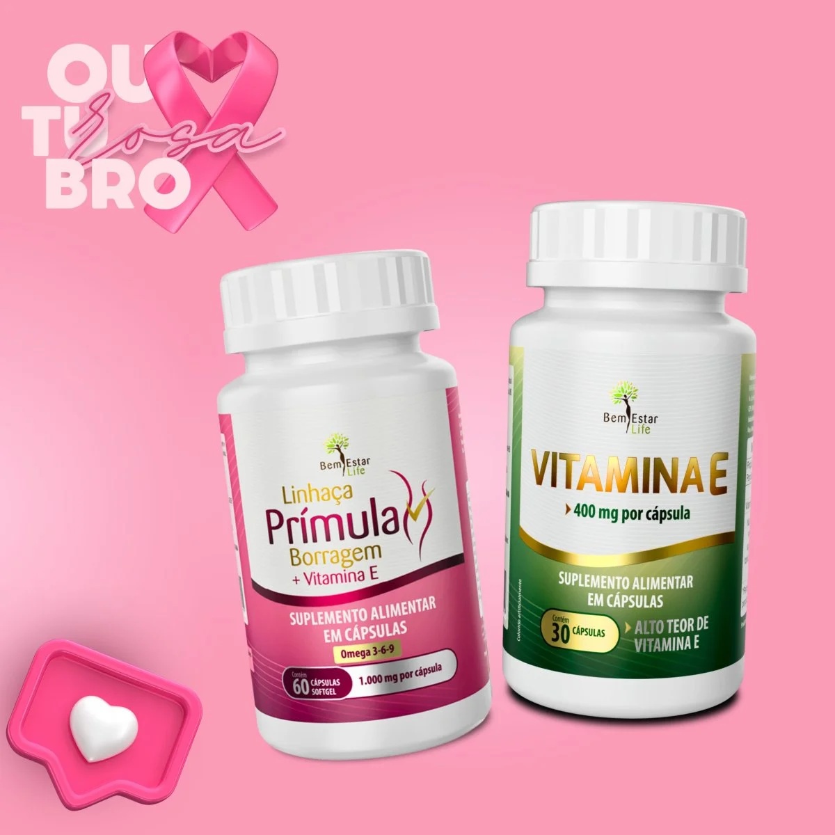 010 PRIMULA, LINHAÇA E BORRAGEM - 60 CAPSULAS / PRESENTE VITAMINA E - 400MG - 30 CAPSULAS