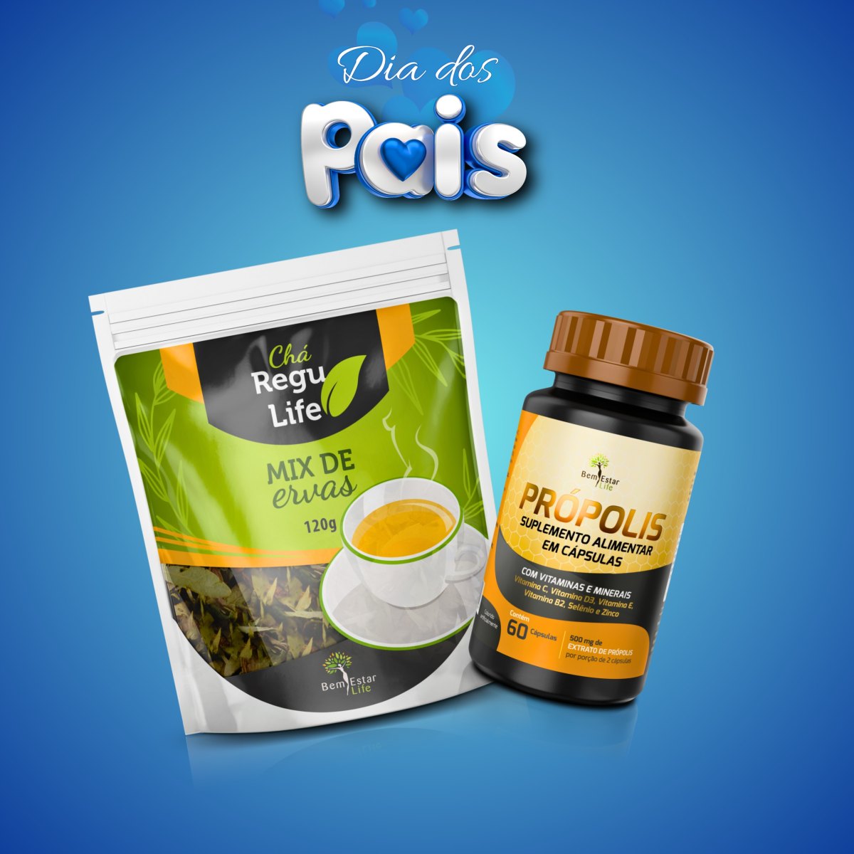 1 PROPOLIS COM ZINCO E SELENIO 60 CAPSULAS - PRESENTE CHA REGU LIFE PACOTE 120 GR.