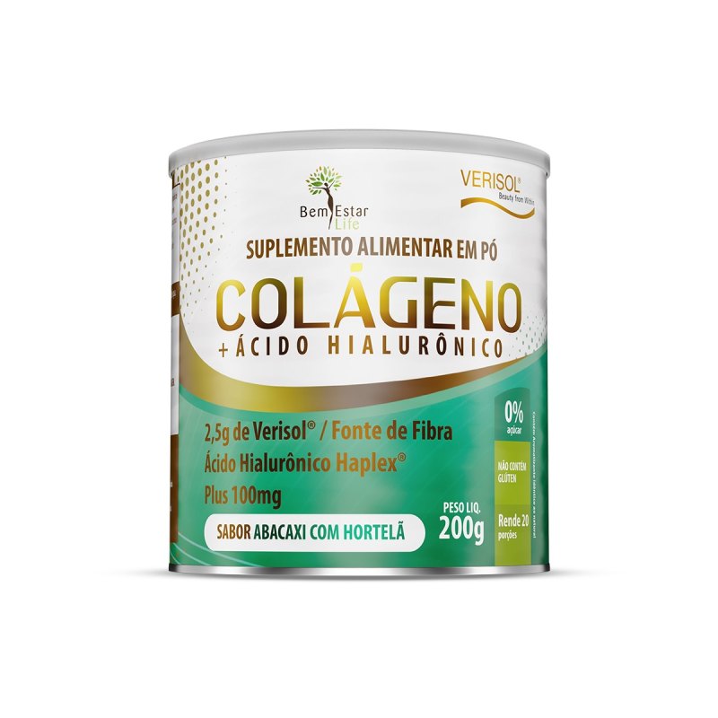COLÁGENO VERISOL COM ÁCIDO HIALURÔNICO 200G. - SABOR ABACAXI COM HORTELA